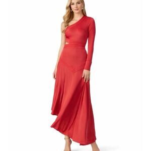 ALEXIS Jovanna Red One Shoulder Neckline Asymmetrical Hemline Gown Dress XL